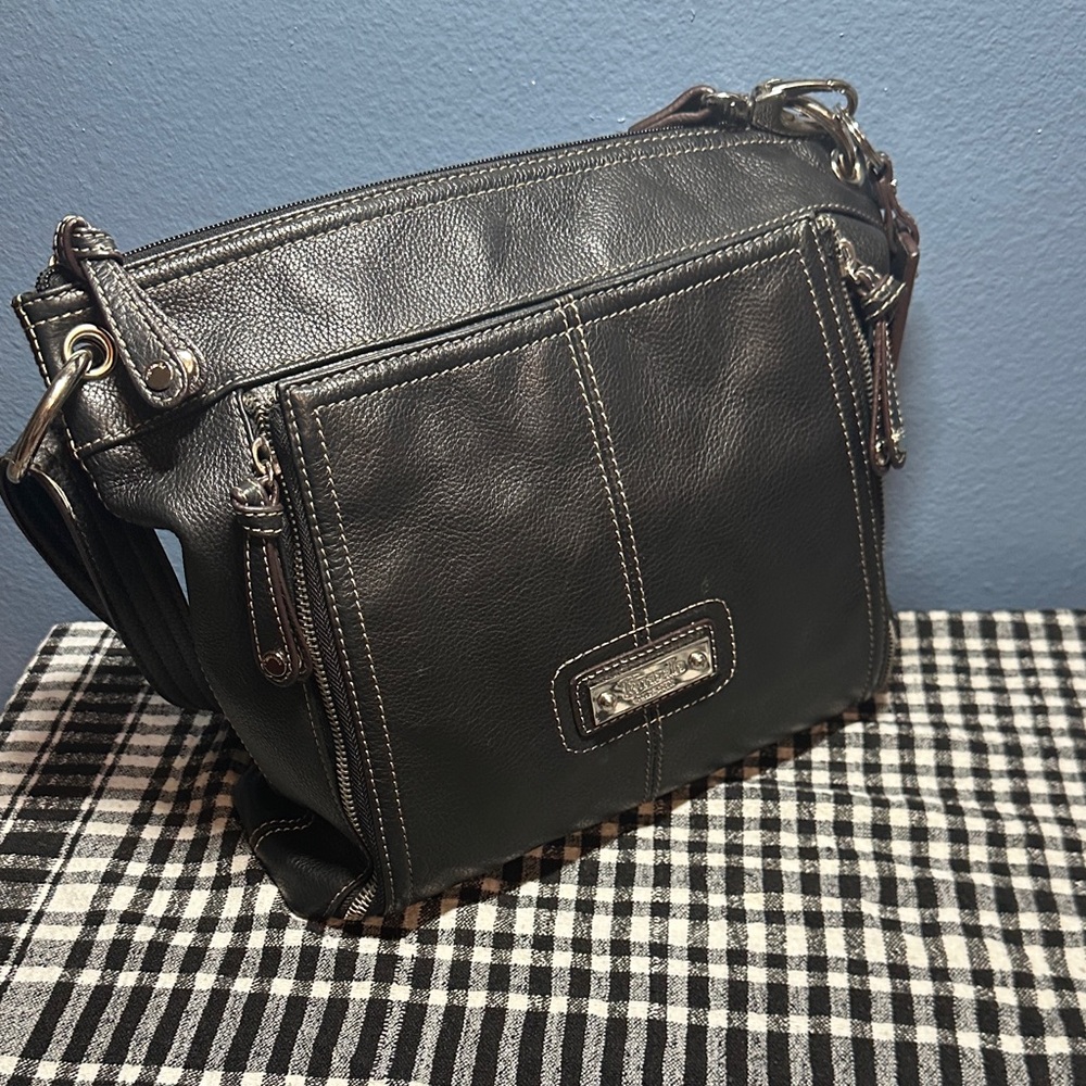 Black Leather Shoulder Bag by Tignanello
